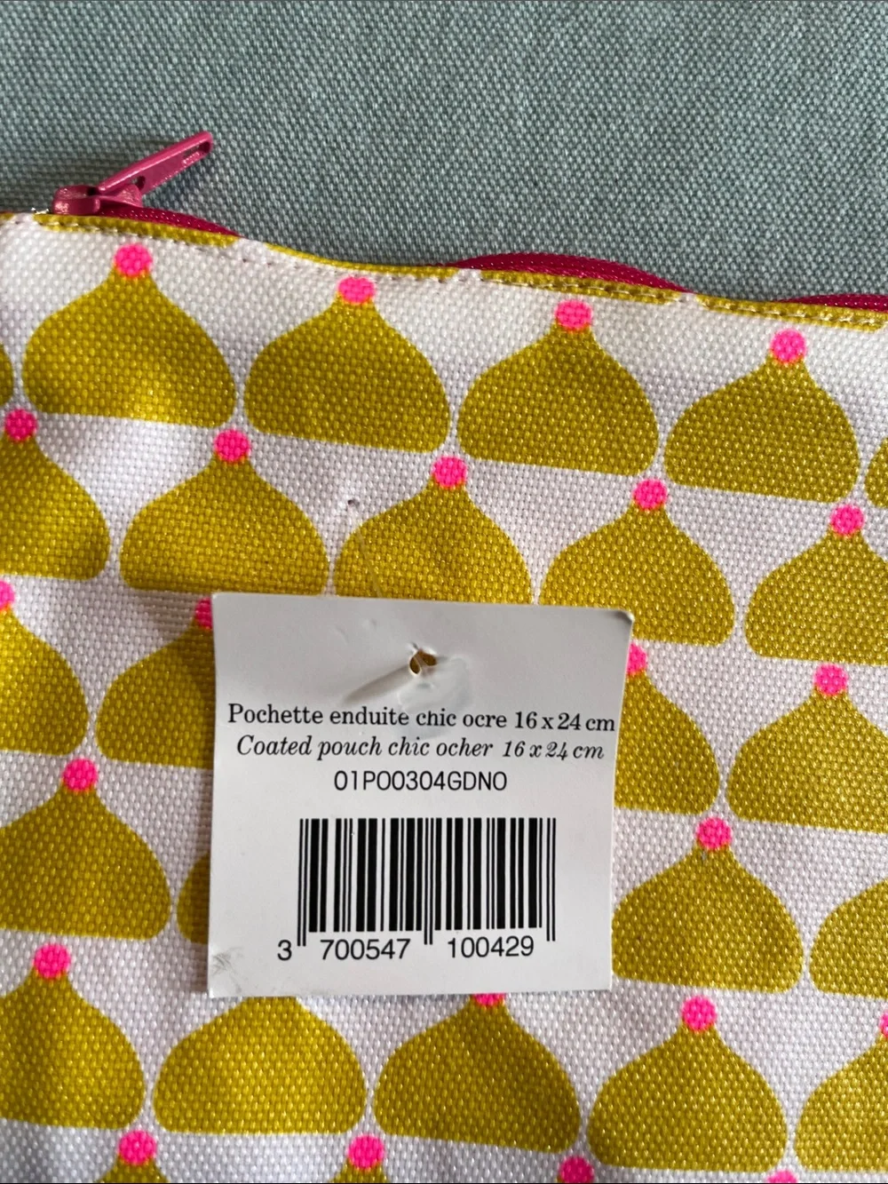 La cocotte Paris Yellow and Pink Patterned Cosmetic Pouch
